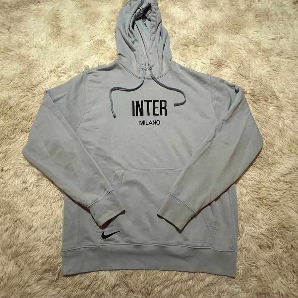 Nike Men's Blue and Grey Hoodie